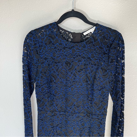 Veronica Beard Gynne Long Sleeve Pencil Dress Lace Black Blue Designer Women’s 4 - Picture 4 of 14